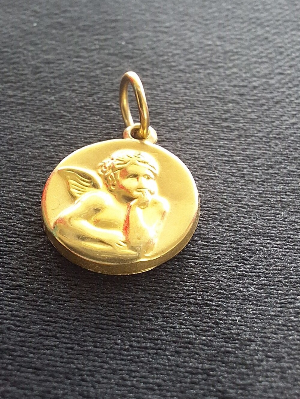 Vintage 14K Gold Cherub Angel Charm Pendant Guardian Angel Keepsake Double Sided - Picture 6 of 9